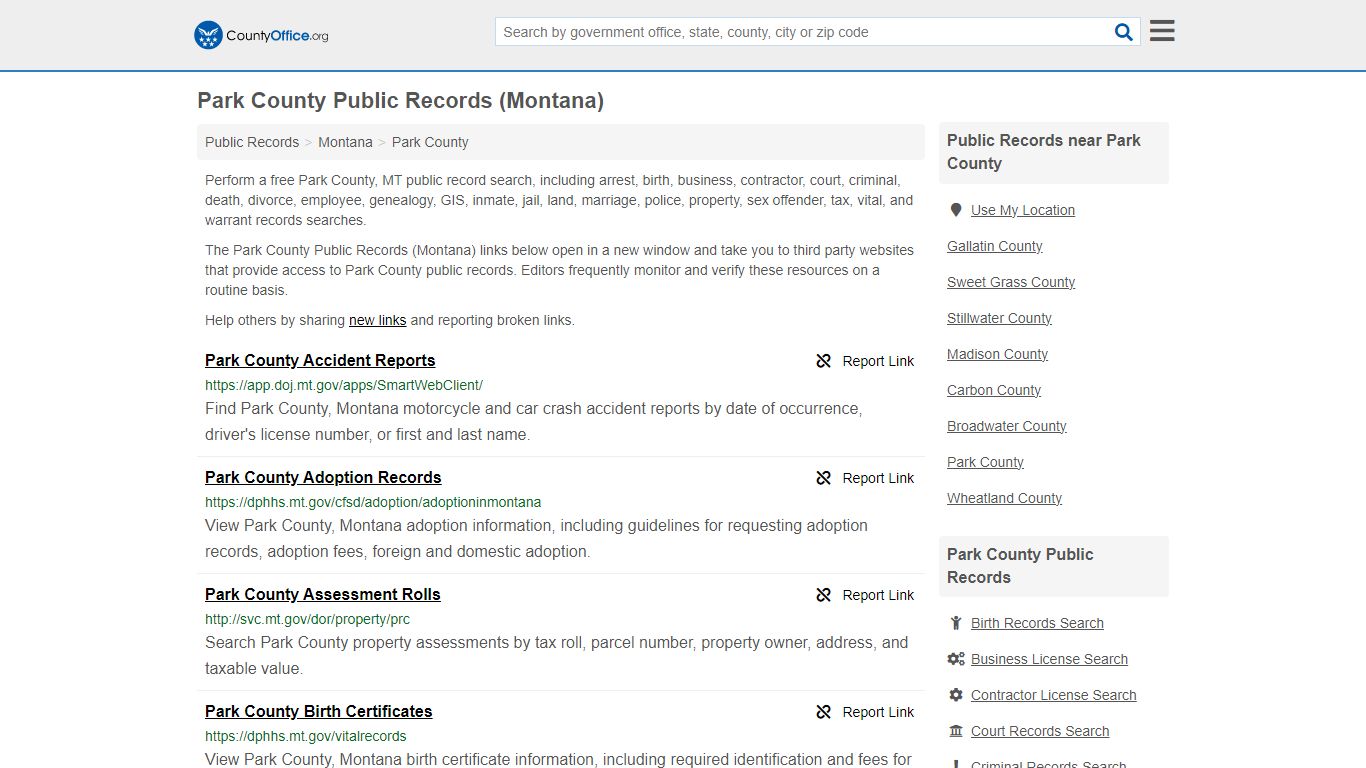 Public Records - Park County, MT (Business, Criminal, GIS, Property ...
